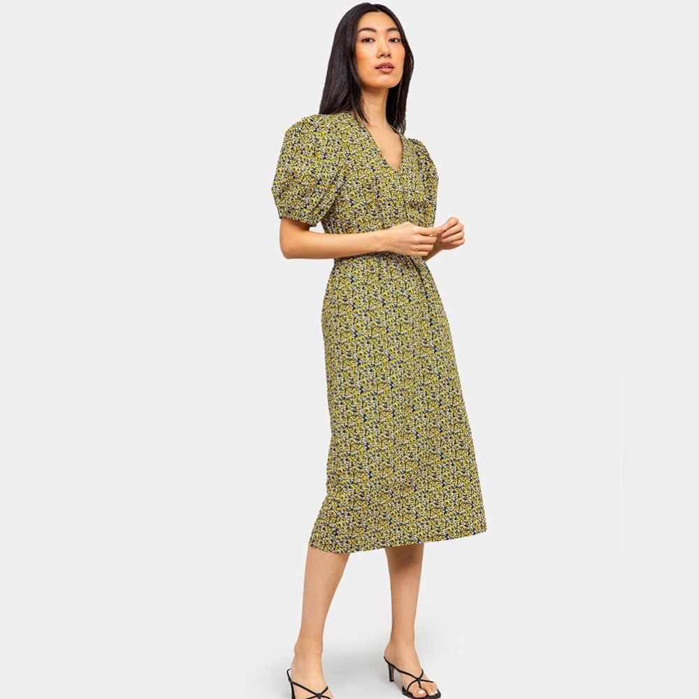 JUST Female Dove Midi Dress Black Yellow Floral Print M